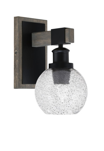 Tacoma 1 Light Wall Sconce Shown In Matte Black & Painted Distressed Wood-Look Metal Finish With 5.75" Smoke Bubble Glass (1841-MBDW-4102)