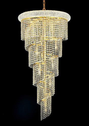 Spiral 18 Light Gold Chandelier Clear Royal Cut Crystal (V1801SR22G/RC)