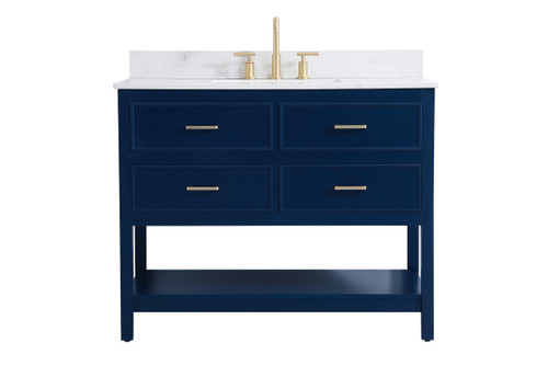 42 Inch Single Bathroom Vanity In Blue With Backsplash (VF19042BL-BS)