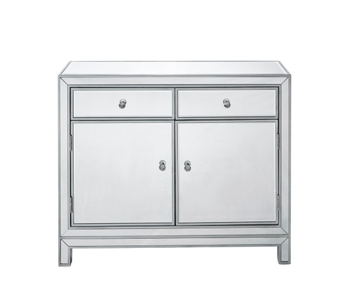 Nightstand 2 Drawers 2 Doors 38In. W X 12In. D X 32In. H In Antique Silver Paint (MF72002)
