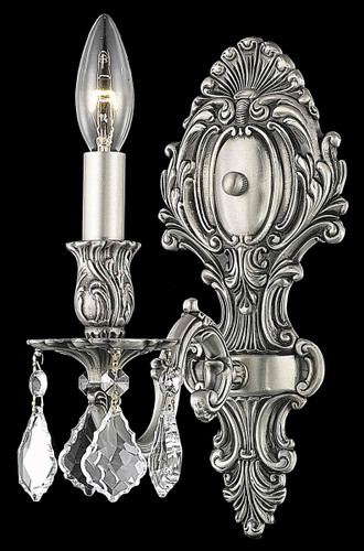 Monarch 1 Light Pewter Wall Sconce Clear Royal Cut Crystal (9601W5PW/RC)