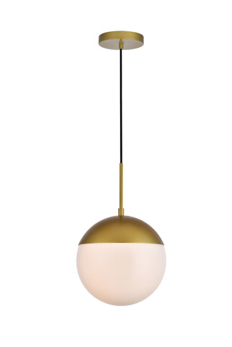 Eclipse 1 Light Brass Pendant With Frosted White Glass (LD6036BR)