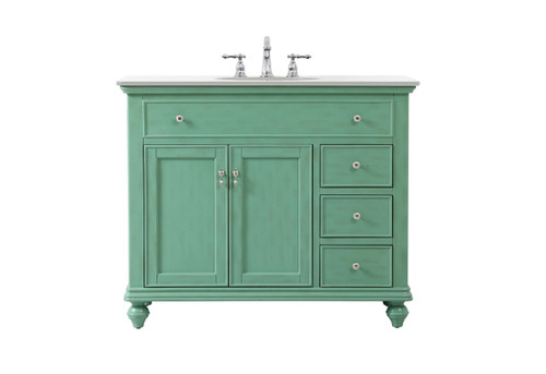 42 Inch Single Bathroom Vanity In Vintage Mint With Ivory White Engineered Marble (VF12342VM-VW)