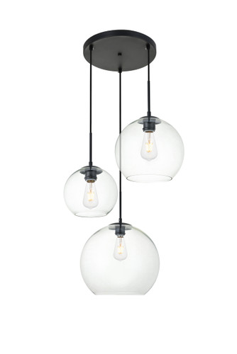 Baxter 3 Lights Black Pendant With Clear Glass (LD2218BK)