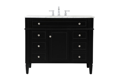 42 Inch Single Bathroom Vanity In Black (VF12542BK)