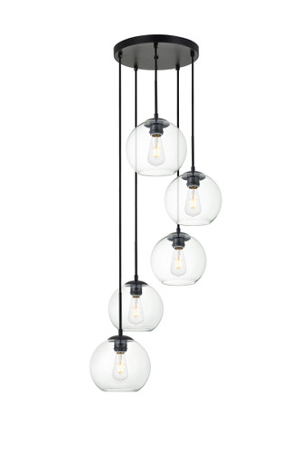 Baxter 5 Lights Black Pendant With Clear Glass (LD2226BK)