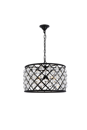 Madison 6 Light Matte Black Pendant Clear Royal Cut Crystal (1204D20MB/RC)