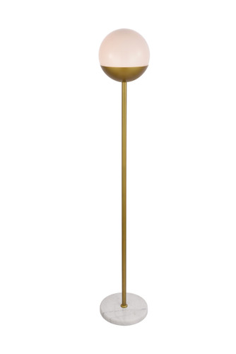 Eclipse 1 Light Brass Floor Lamp With Frosted White Glass (LD6150BR)