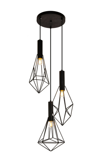 Jago Collection Pendant D16.0 H30.4 Lt:3 Black Finish (LDPD2108)