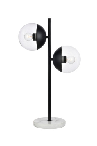 Eclipse 2 Lights Black Table Lamp With Clear Glass (LD6153BK)