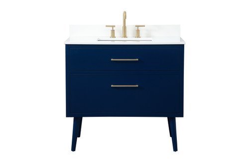 Elegant Furniture and Lighting 36 Inch Bathroom Vanity In Blue With Backsplash (VF41036MBL-BS)