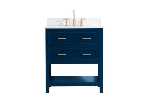 30 Inch Single Bathroom Vanity In Blue With Backsplash (VF19030BL-BS)