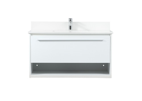 36 Inch Single Bathroom Vanity In White With Backsplash (VF43536MWH-BS)