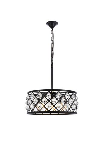 Madison 5 Light Matte Black Pendant Clear Royal Cut Crystal (1213D20MB/RC)