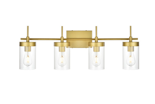 Benny 4 Light Brass And Clear Bath Sconce (LD7319W32BRA)