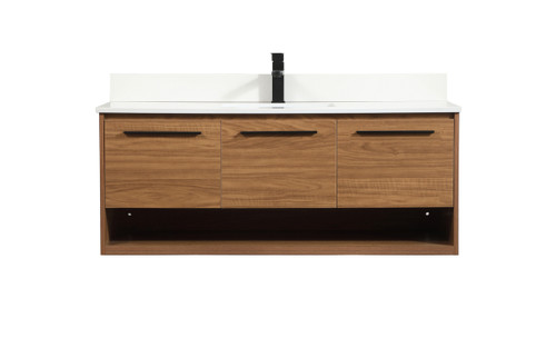 48 Inch Single Bathroom Vanity In Walnut Brown With Backsplash (VF43548WB-BS)