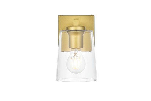 Kacey 1 Light Brass And Clear Bath Sconce (LD7310W5BRA)