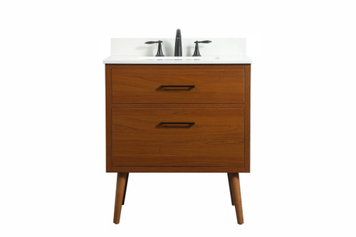30 Inch Single Bathroom Vanity In Teak With Backsplash (VF41030MTK-BS)