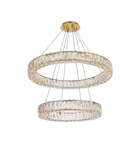 Monroe 28 Inch LED Double Ring Chandelier In Gold (3503G28G)