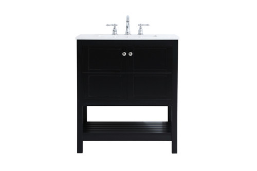 30 Inch Single Bathroom Vanity In Black (VF16430BK)