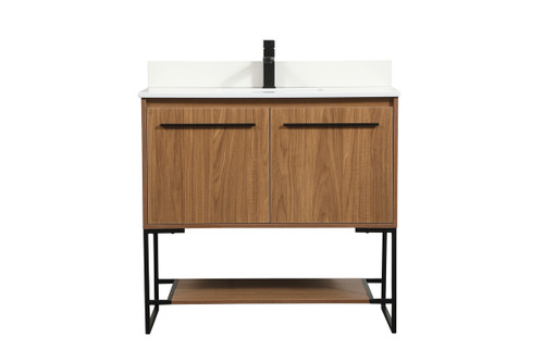 36 inch Single bathroom vanity in walnut brown with backsplash (VF42536WB-BS)