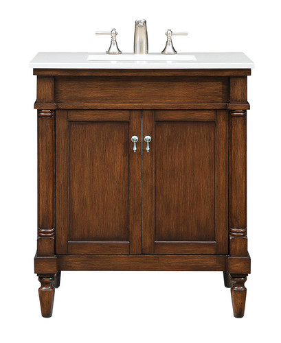30 Inch Single Bathroom Vanity In Walnut With Ivory White Engineered Marble (VF13030WT-VW)