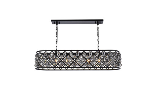 Madison 7 Light Matte Black Chandelier Silver Shade (Grey) Royal Cut Crystal (1216G50MB-SS/RC)