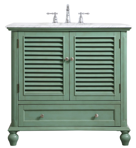 36 Inch Single Bathroom Vanity In Vintage Mint (VF30536VM)