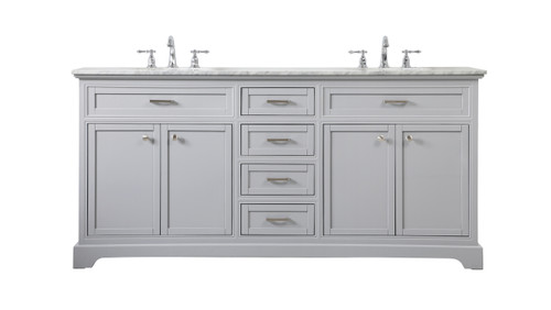 72 Inch Double Bathroom Vanity In Grey (VF15072DGR)