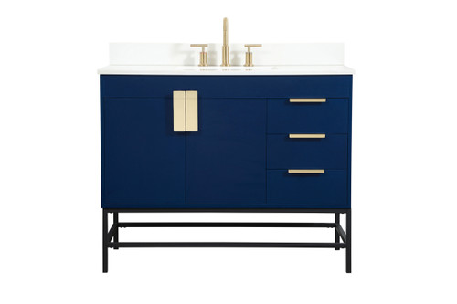42 inch Single bathroom vanity in blue with backsplash (VF48842MBL-BS)