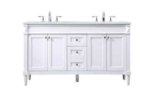 60 Inch Double Bathroom Vanity In White (VF31860DWH)