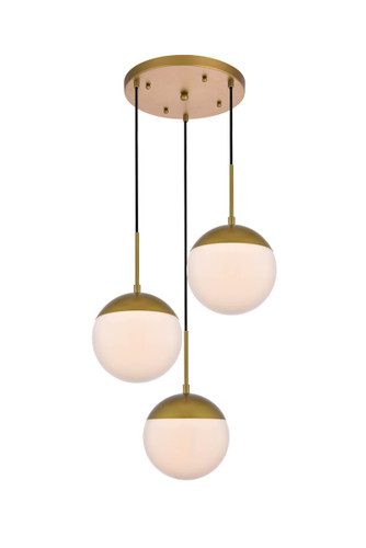 Eclipse 3 Lights Brass Pendant With Frosted White Glass (LD6072BR)