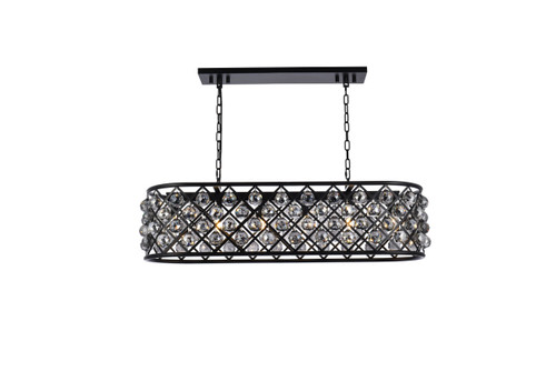 Madison 6 Light Matte Black Chandelier Silver Shade (Grey) Royal Cut Crystal (1216G40MB-SS/RC)