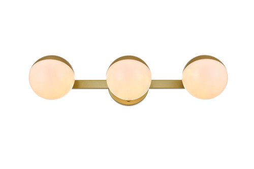 Elegant Furniture and Lighting Majesty 3 Light Brass And Frosted White Bath Sconce (LD7305W21BRA)
