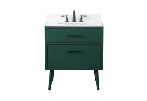 30 Inch Bathroom Vanity In Green With Backsplash (VF41030MGN-BS)