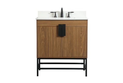 30 Inch Single Bathroom Vanity In Walnut Brown With Backsplash (VF48830WB-BS)
