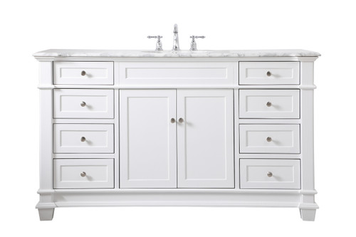60 Inch Single Bathroom Vanity Set In White (VF50060WH)