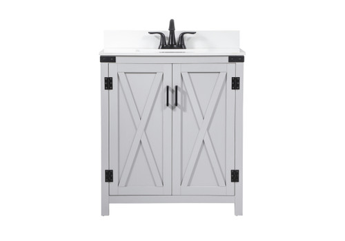 30 Inch Single Bathroom Vanity In Grey With Backsplash (VF90230GR-BS)
