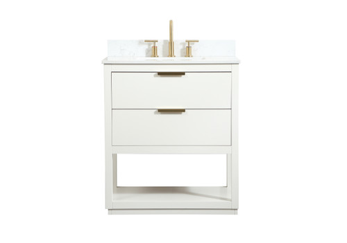 30 Inch Single Bathroom Vanity In White With Backsplash (VF19230WH-BS)