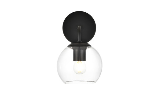 Genesis 1 Light Black And Clear Bath Sconce (LD7321W6BLK)