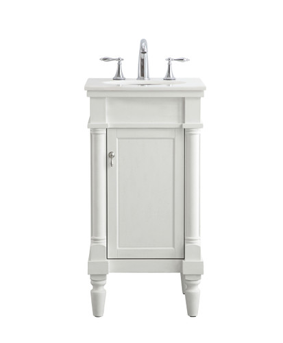 18 Inch Single Bathroom Vanity In Antique White With Ivory White Engineered Marble (VF13018AW-VW)