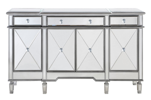 3 Drawer 4 Door Cabinet 60 In. X 14 In. X 36 In. In Silver Clear (MF6-1001SC)