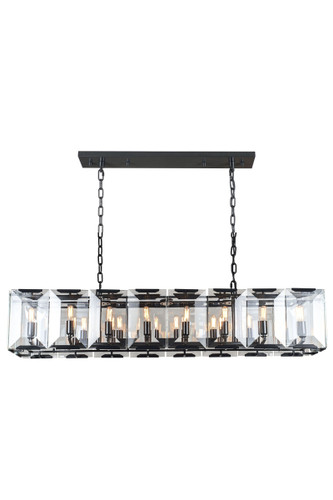 Monaco 16 Light Flat Black (Matte) Chandelier Clear Glass Crystal (1212D53FB)