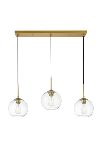 Baxter 3 Lights Brass Pendant With Clear Glass (LD2236BR)