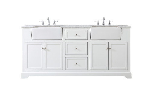 72 Inch Double Bathroom Vanity In White (VF60272DWH)