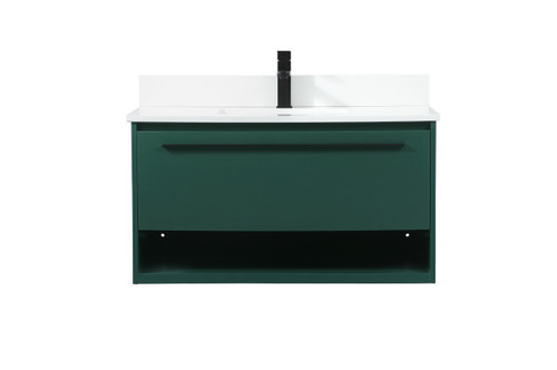 Elegant Furniture and Lighting 36 Inch Single Bathroom Vanity In Green With Backsplash (VF43536MGN-BS)