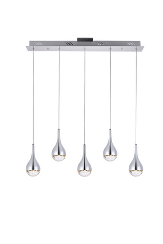 Amherst Collection LED 5-Light Chandelier 34In X 4In X 9In Chrome Finish (3805D33C)