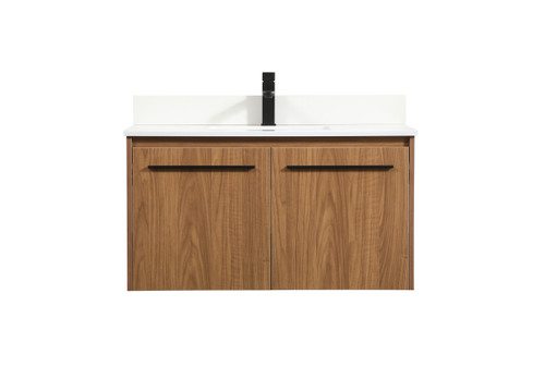36 inch Single bathroom vanity in walnut brown with backsplash (VF44536WB-BS)