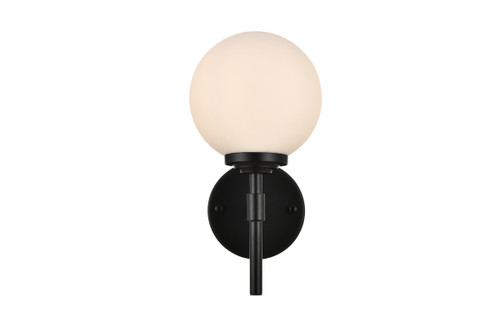 Ansley 1 Light Black And Frosted White Bath Sconce (LD7301W6BLK)