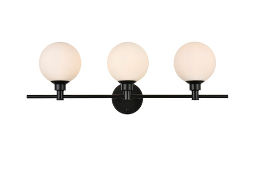 Cordelia 3 Light Black And Frosted White Bath Sconce (LD7317W28BLK)